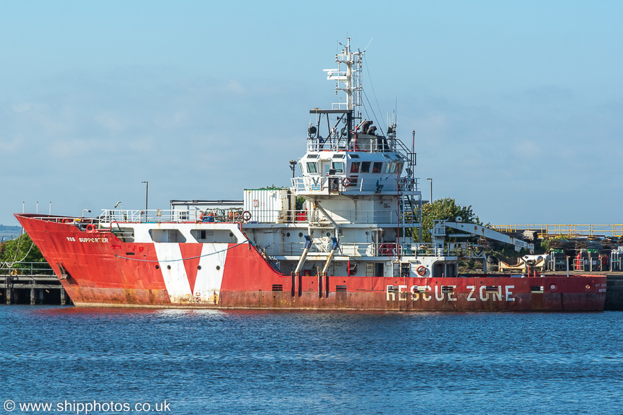 Photograph of the vessel  VOS Supporter pictured awaiting scrapping at Leith on 3rd June 2022