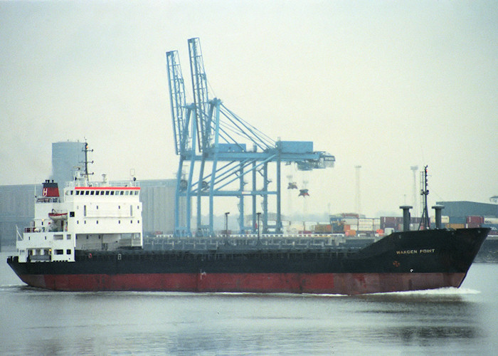 Photograph of the vessel  Warden Point pictured passing Gravesend on 30th December 1988