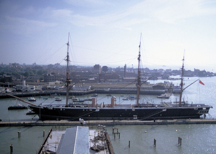 Photograph of the vessel HMS Warrior pictured in Portsmouth Naval Base on 19th September 1993