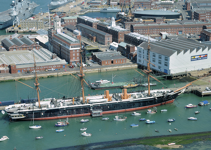 Photograph of the vessel HMS Warrior pictured in Portsmouth Naval Base on 22nd July 2012