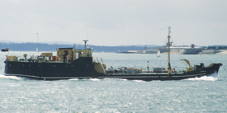 Photograph of the vessel RMAS Watershed pictured approaching Portsmouth Harbour on 30th July 1989