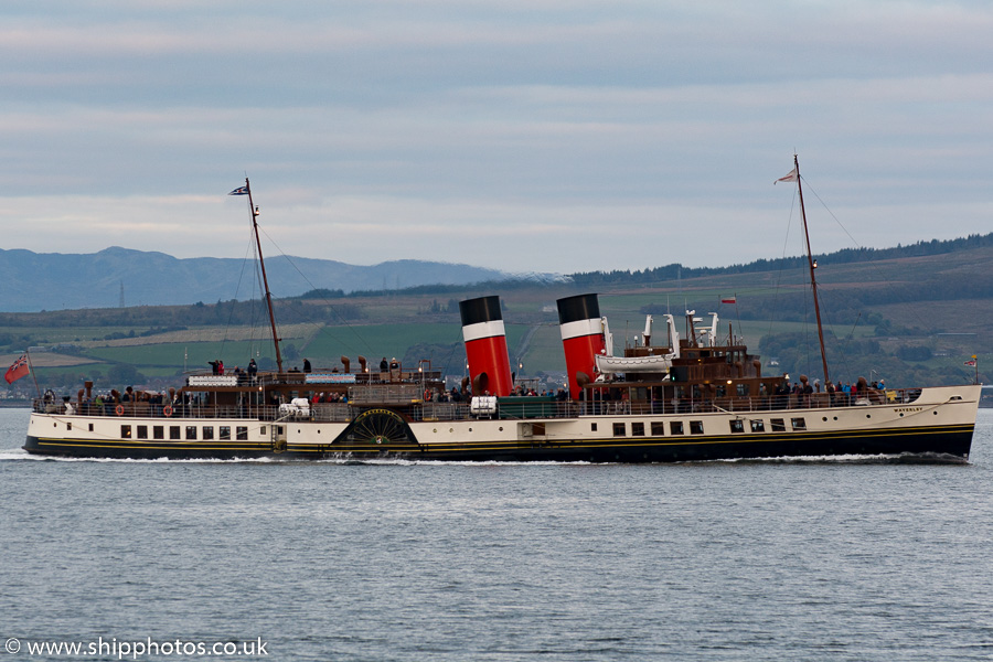 Photograph of the vessel ps Waverley pictured passing Greenock on 17th October 2015