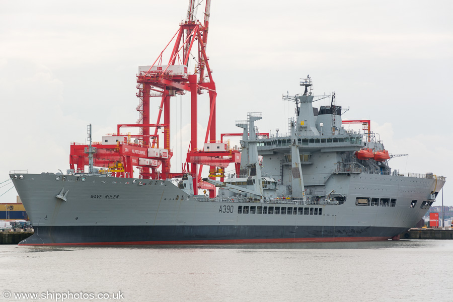 Photograph of the vessel RFA Wave Ruler pictured laid up in Royal Seaforth Dock, Liverpool on 3rd August 2019