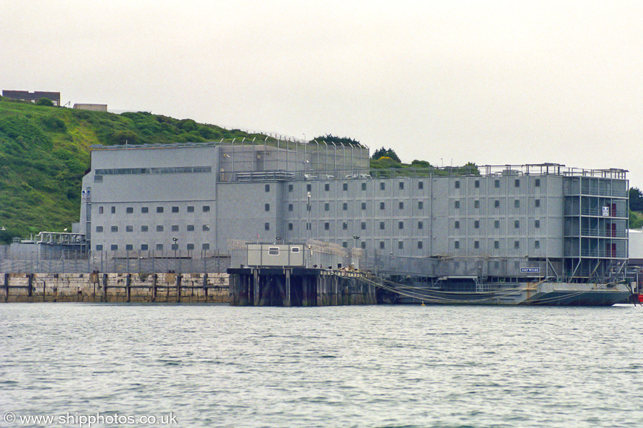Photograph of the vessel HMP Weare pictured at Portland on 7th July 2002