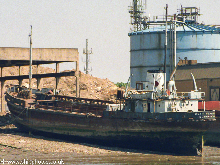 Photograph of the vessel  Wear Hopper No.3 pictured in the process of being scrapped at Greenwich on 17th July 2005