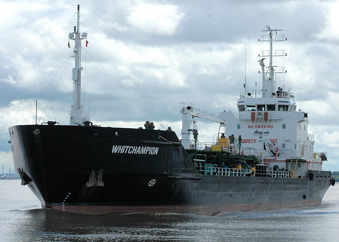 Photograph of the vessel  Whitchampion pictured departing Eastham Locks on 31st July 2010