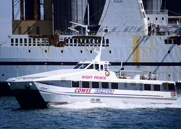 Photograph of the vessel  Wight Prince pictured arriving at Southampton on 10th August 1991