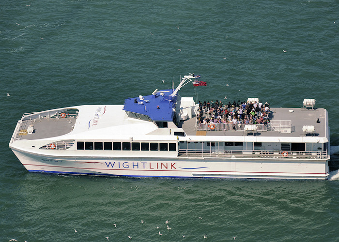 Photograph of the vessel  Wight Ryder II pictured departing Portsmouth on 22nd July 2012