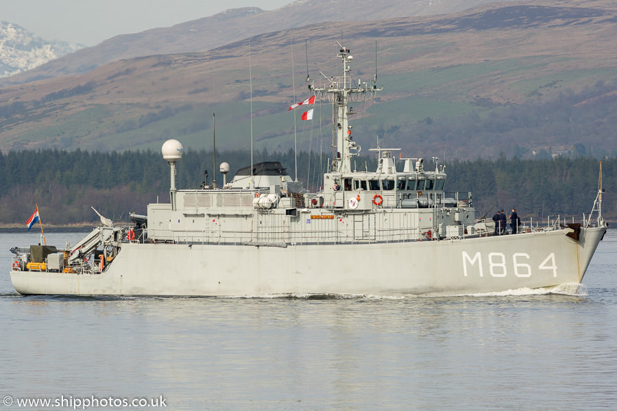 Photograph of the vessel HrMS Willemstad pictured passing Greenock on 24th March 2017