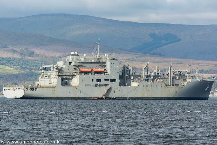Photograph of the vessel USNS William McLean pictured at anchor at the Tail o' the Bank on 4th October 2019