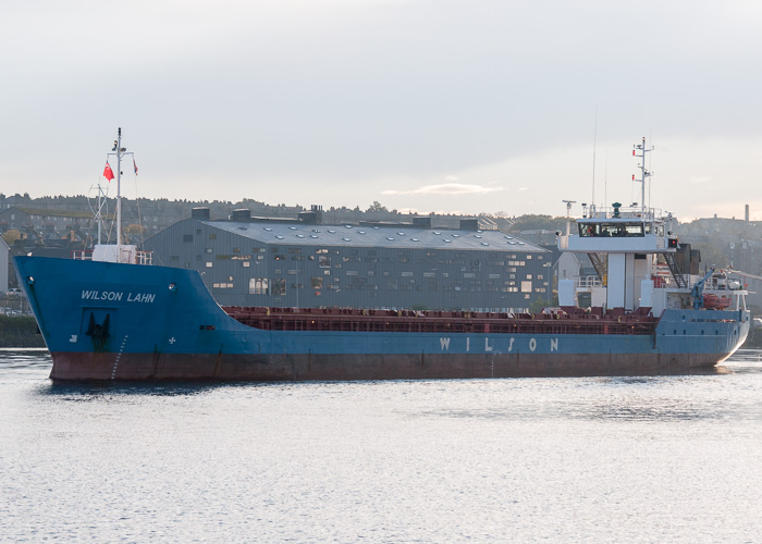 Photograph of the vessel  Wilson Lahn pictured departing Aberdeen on 10th October 2014