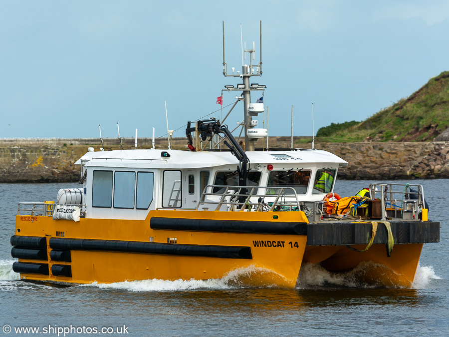 Photograph of the vessel  Windcat 14 pictured arriving at Aberdeen on 9th September 2024