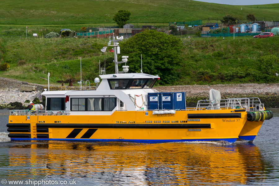 Photograph of the vessel  Windcat 37 pictured arriving at Aberdeen on 27th May 2019