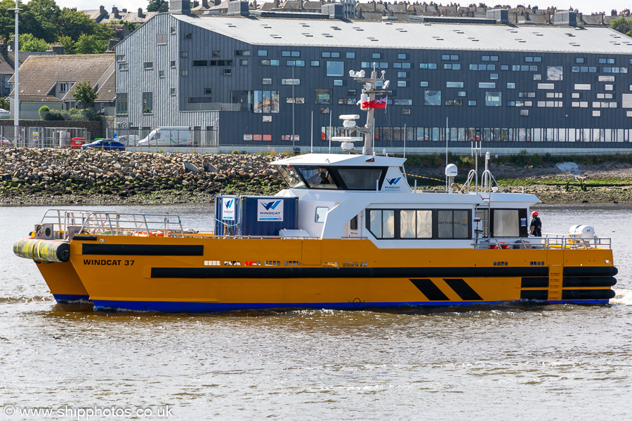 Photograph of the vessel  Windcat 37 pictured departing Aberdeen on 9th August 2023
