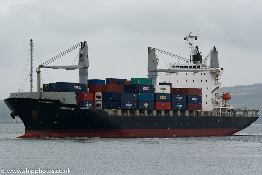 Photograph of the vessel  Windhoek pictured departing Greenock Ocean Terminal on 20th May 2016