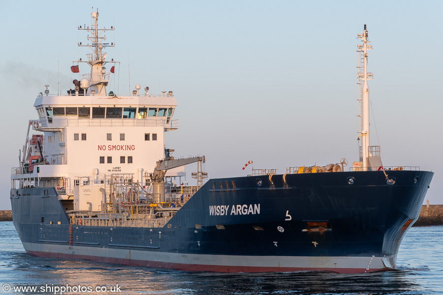Photograph of the vessel  Wisby Argan pictured arriving at Aberdeen on 17th March 2025