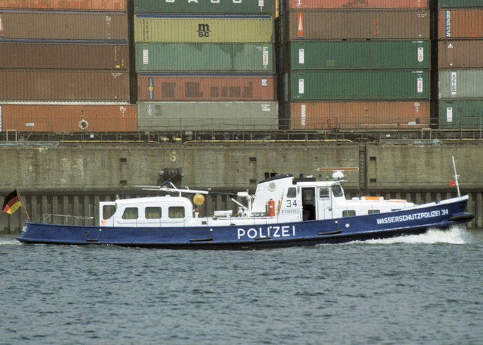 Photograph of the vessel  Wasserschutzpolizei 34 pictured at Hamburg on 9th June 1997