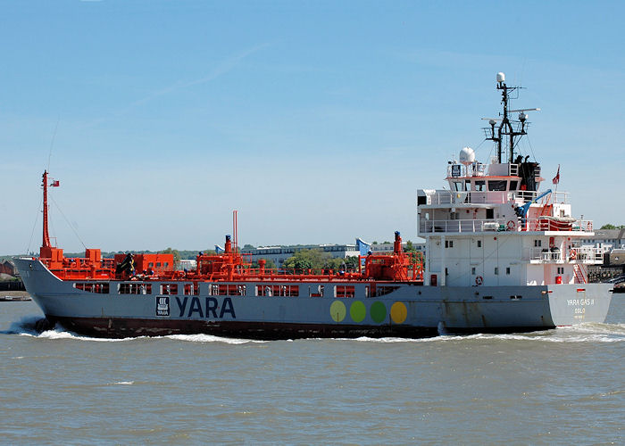 Photograph of the vessel  Yara Gas II pictured passing Gravesend on 22nd May 2010