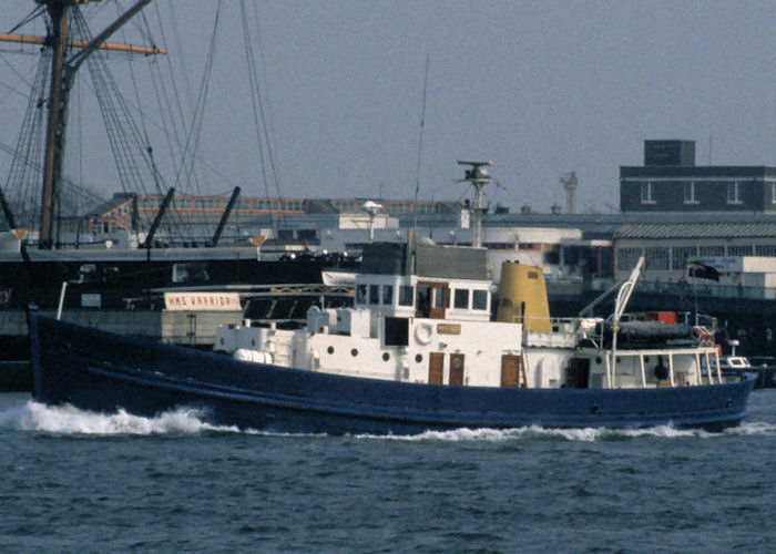Photograph of the vessel HMAV Yarmouth Navigator pictured in Portsmouth Harbour on 21st April 1990