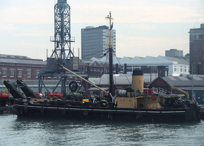 Photograph of the vessel RMAS YC 484 pictured in Portsmouth Naval Base on 26th October 1988