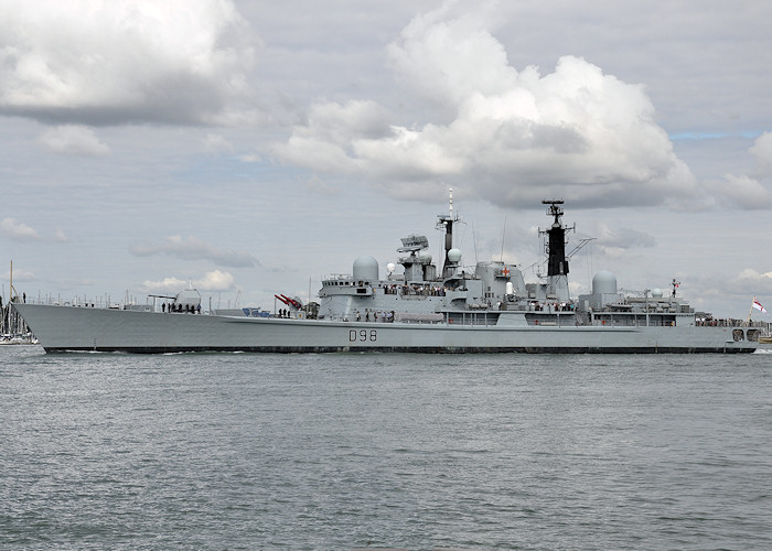 Photograph of the vessel HMS York pictured departing Portsmouth Naval Base on 20th July 2012