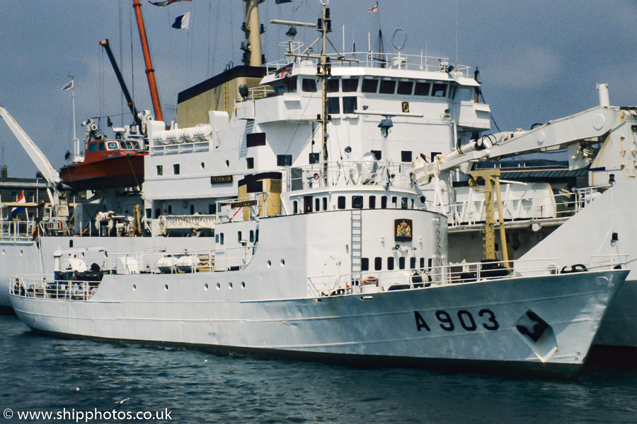 Photograph of the vessel HrMS Zeefakkel pictured in Portsmouth Naval Base on 11th June 1989