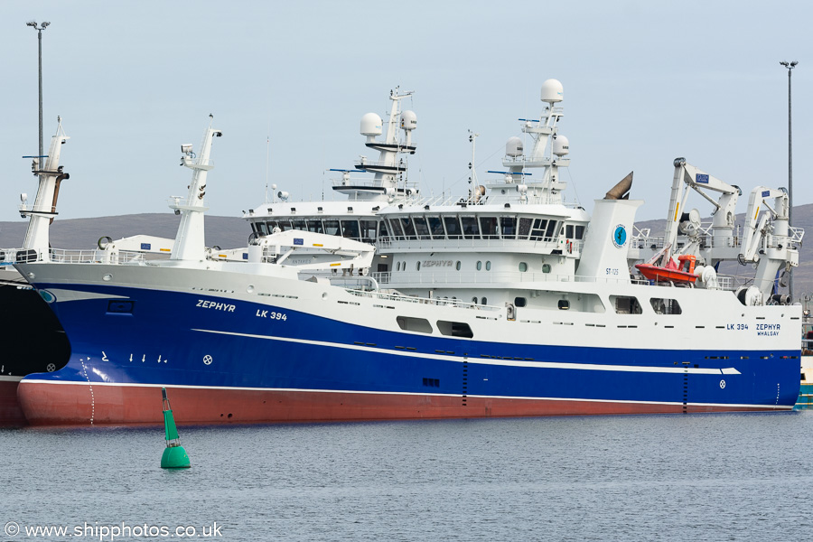 Photograph of the vessel fv Zephyr pictured at Mair's Pier, Lerwick on 15th May 2022