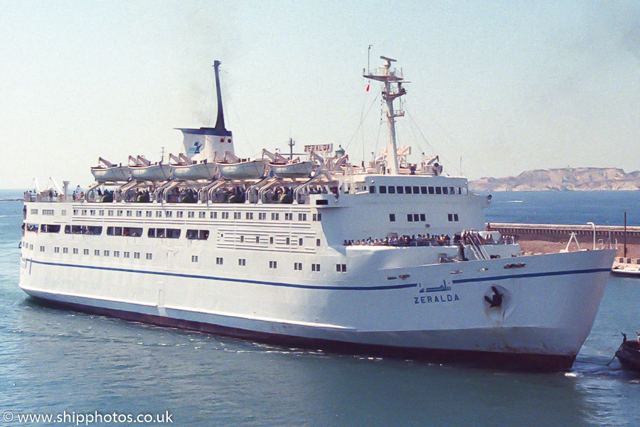 Photograph of the vessel  Zeralda pictured arriving at Marseille on 18th August 1989