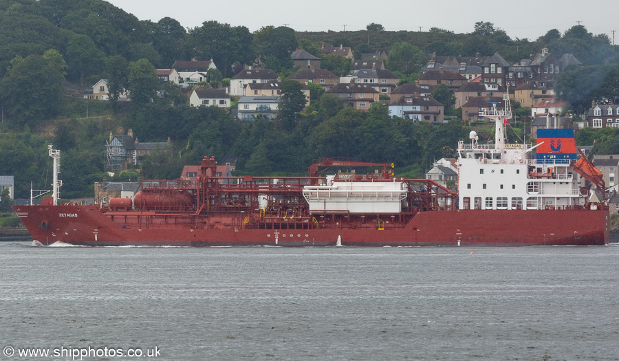 Photograph of the vessel  Zetagas pictured passing South Queensferry on 6th August 2023