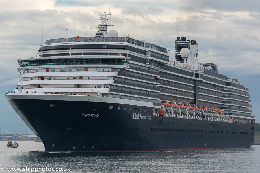 Photograph of the vessel  Zuiderdam pictured passing North Shields on 27th May 2017